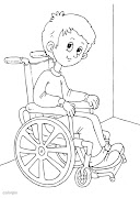 Dibujos de niños discapacitados para colorear (en silla de ruedas )
