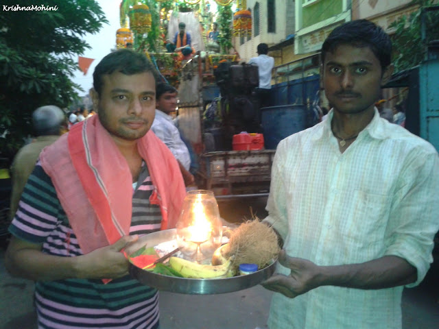 Image: Balaji Devotees with Arti Thali and Prasad