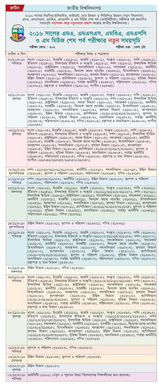 National University (NU) 2016 MA, MSS, MBA, MSC, M.Muse Final Exam Routine