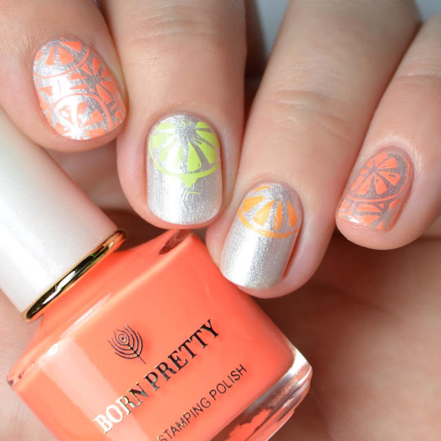 stamped citrus nail art