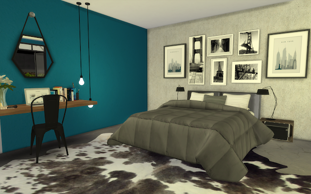 chambre bleue sims 4