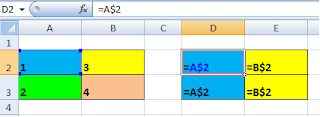 alamat sel semi absolute baris