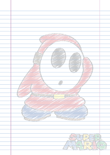 Folha Papel Pautado Shy Guy rabiscado em PDF para imprimir folha A4