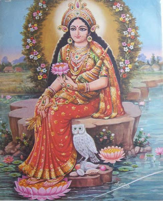 Goddess Lakshmi Owl Form worship Dhanteras