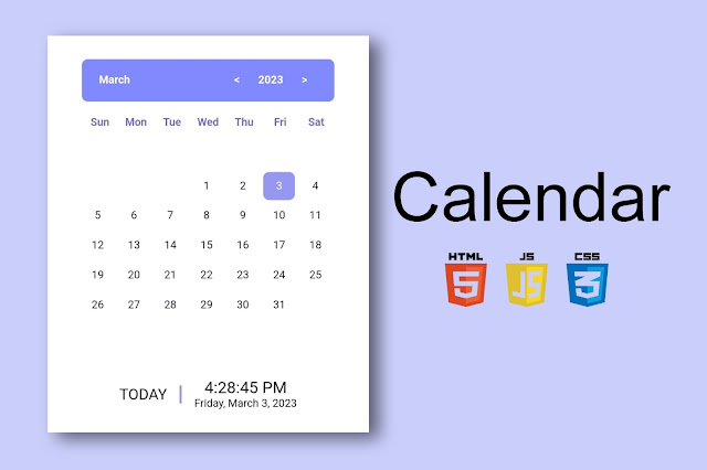 Calendar using html, CSS and Javascript