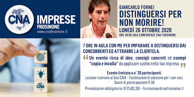 CNA Imprese Frosinone: ospita il coach Giancarlo Fornei (26 ottobre 2020)!