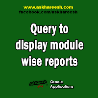 Query to display module wise reports, www.askhareesh.com