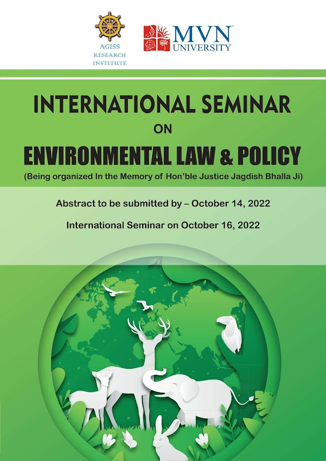 [Conference & Seminar] International Seminar on Environmental Law & Policy by AGISS Research Institute & MVN University | 16 October 2022 [Submit Abstract by 14 October 2022]