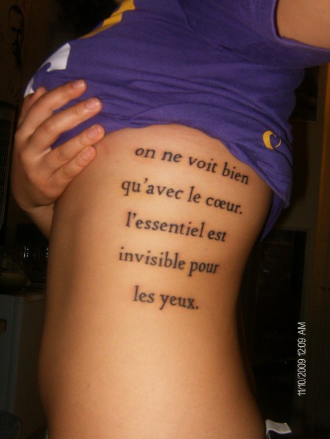 Word Tattoo on Side of Ribs Word Tattoo on Side of Ribs