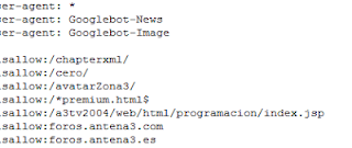 /chapterxml/ en el robots.xml de Antena3