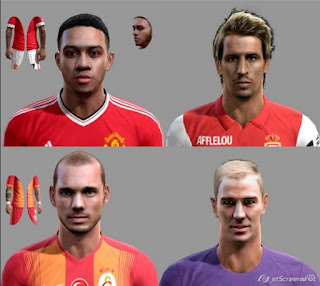 Faces: 1. Depay 2. Fabio Coentrao 3.Sneijder 4.Hart, Pes 2013