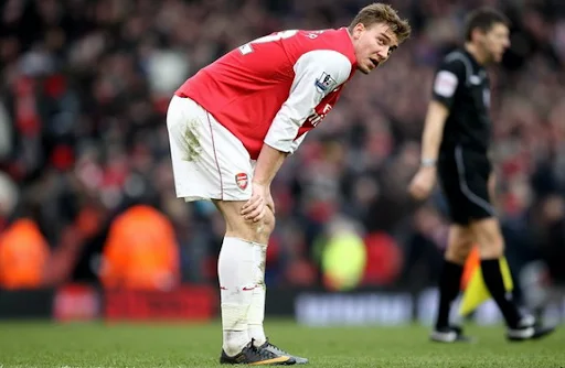 Nicklas Bendtner only made three Premier League starts for Arsenal this season