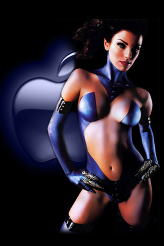 Sexy Girl On Apple Logo Background iPhone Wallpaper