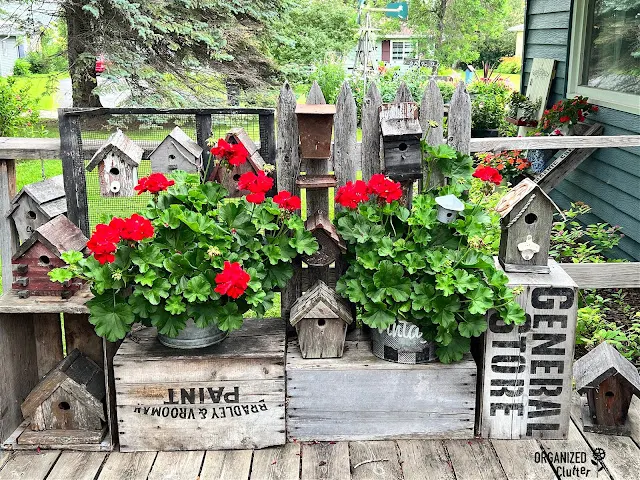 Photo of a beautiful junk garden vignette.