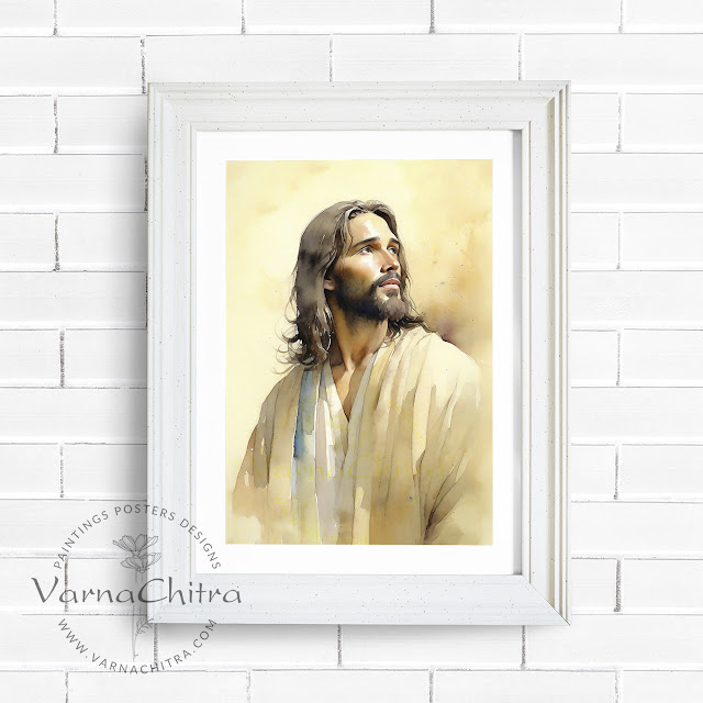 Jesus 31 Large Watercolor Painting by Biju Varnachitra