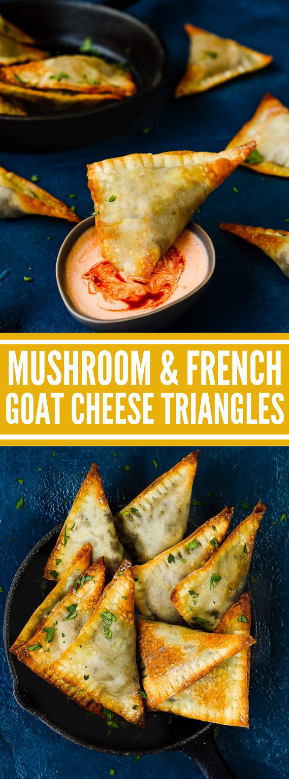 Mushroom and French Goat Cheese Triangles #vegetable #vegetarian
