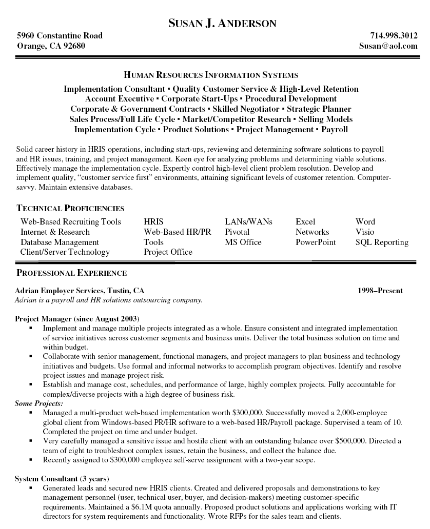 Sample Resume for Project Manager | Sample Resumes