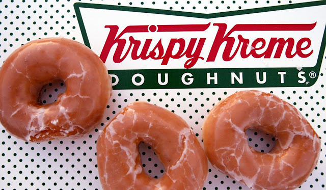 3 Glazed Donuts on Krispy Kreme Box