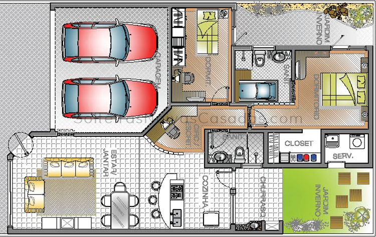 casas com 2 quartos