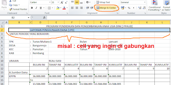Menggabungkan (Mergecell) dan Memisahkan Beberapa Cell dalam Excel