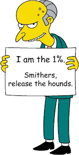 image: cartoon with Mr. Burns (The Simpsons) saying "I am the 1%..."