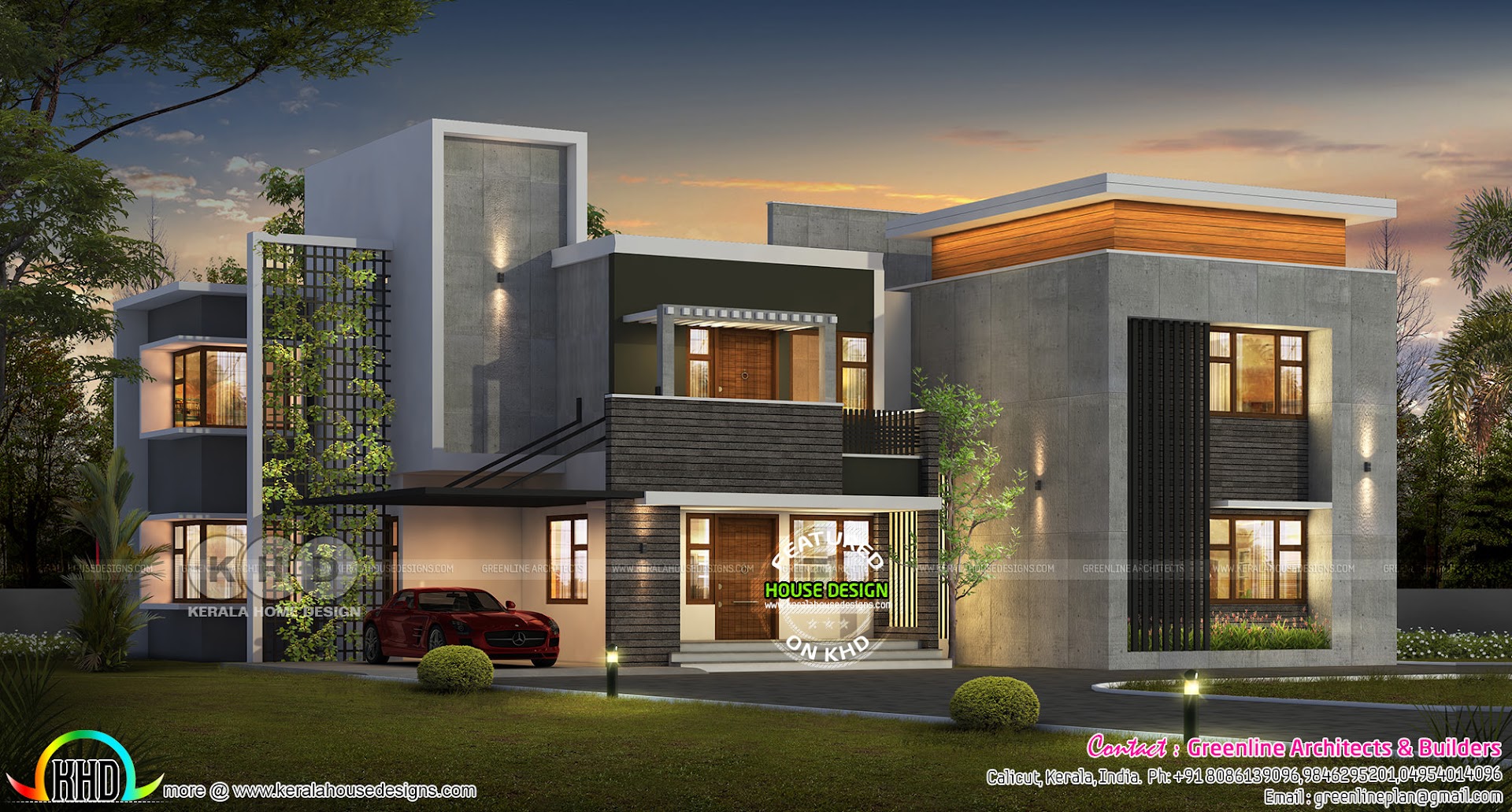 Ultra modern 5 bedroom contemporary house plan - Kerala home design and