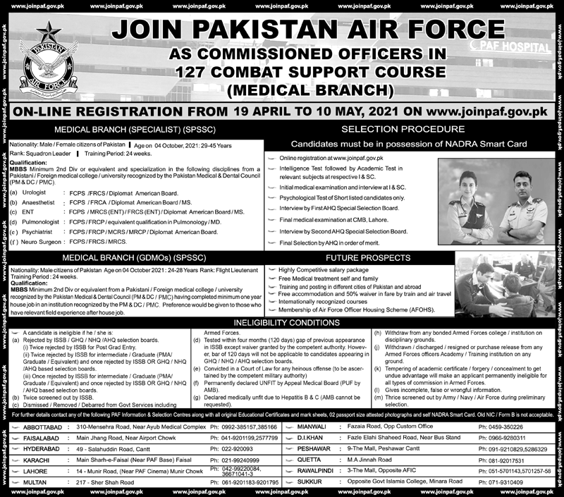 Join PAF Jobs 2021 - PAF April 2021 Jobs - Pakistan Air Force April 2021 Jobs - Squadron Leader Jobs 2021 - Flight Lieutenant Jobs 2021