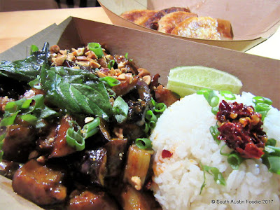 Panang Eggplant at Soursop Austin St Elmo Brewing