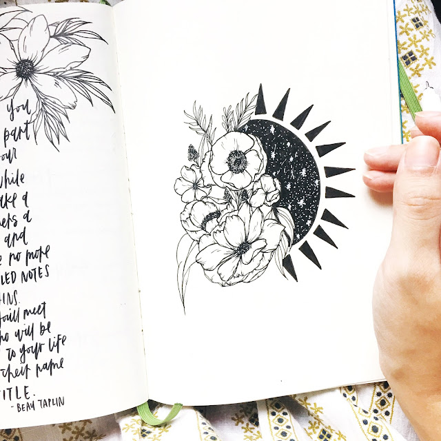 bullet journal floral sun illustration