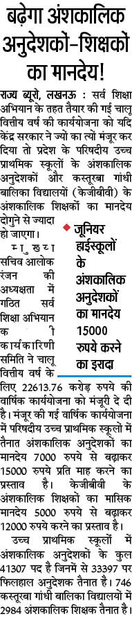 Salary of anudeshak will be increased in UP