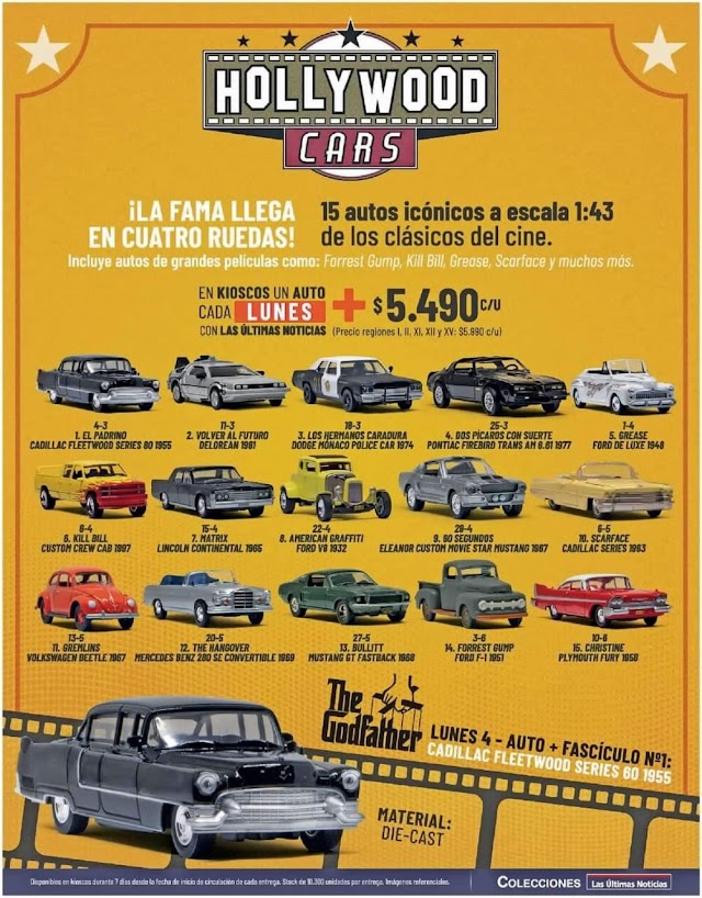 Colección Hollywood cars 1:43 Las últimas noticias Chile