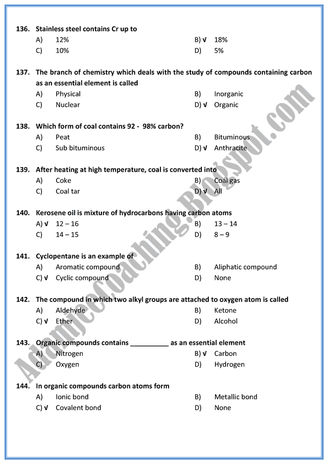 Chemistry Mcqs XII - All Chapters - 300 Mcqs