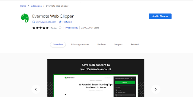Chrome extensions for note taking - Evernote web clipper