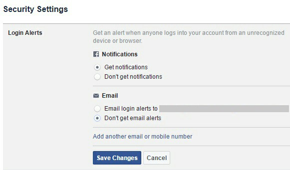 Turn off login alerts