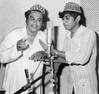 (Kishore Kumar had recorded song with this son Amit in this picture.)