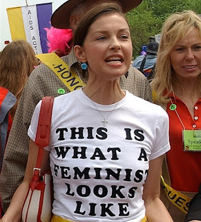 Marching feminist protester.