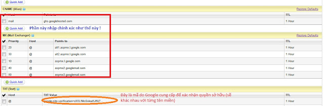 Chỉnh sửa DNS record