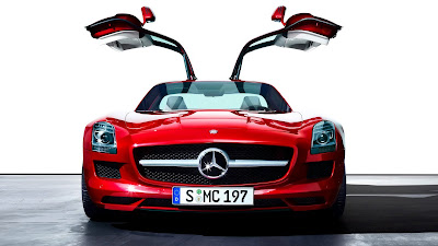 Red car Mercedes SLS AM download free wallpapers for desktop