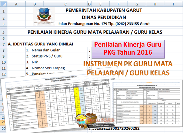 INSTRUMEN PK GURU MATA PELAJARAN / GURU KELAS TK PAUD RA