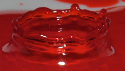 another macro of a water crown red