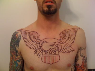 Eagle American Electric Tattoo on chest Eagle American Electric Tattoo on 