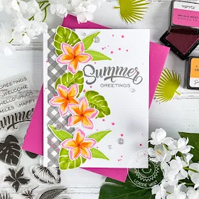 Sunny Studio Stamps: Radiant Plumeria Summer Themed Card by Leanne Wes