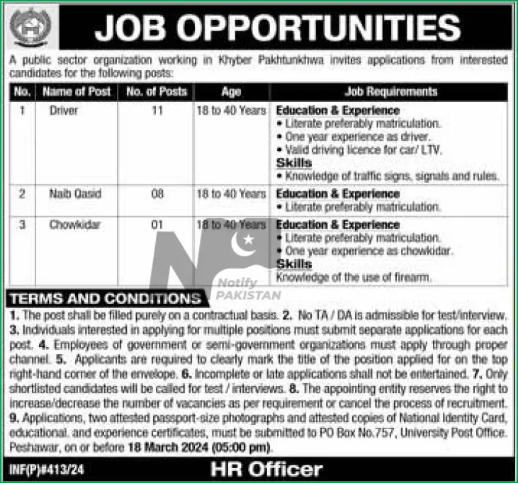 Public Sector Organization KPK Jobs 2024 Advertisement Latest