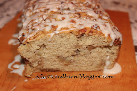 Glazed Apple and Pecan Bread. Share NOW. #dessert #breakfast #breads #apples #pecans #eclecticredbarn