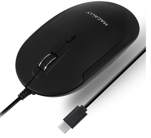 Macally Slim Wired USB C Mouse for Mac and PC