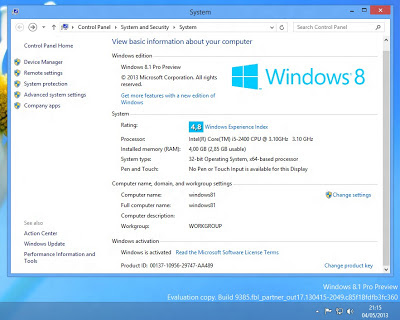 Download Windows 8.1 Pro Preview Build 9385