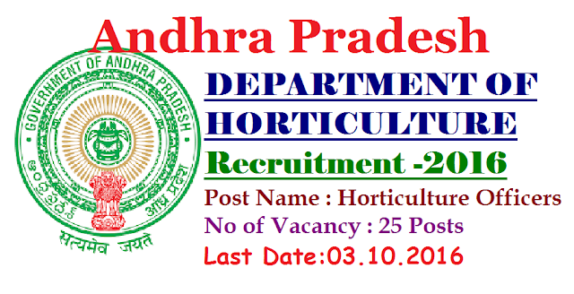 Government of Andhra Pradesh Recruitment 2016|GOVERNMENT OF ANDHRA PRADESH DEPARTMENT OF HORTICULTURE |OFFICE OF THE COMMISSIONER OF HORTICULTURE|Department of Horticulture, Government of Andhra Pradesh invites Applications for the post of 25 Horticulture Officers on Regular basis. Apply before 03 October 2016./2016/09/government-of-andhra-pradesh-recruitment-notification-for-horticulture-officers-office-of-commisioner-of-horticulture.html