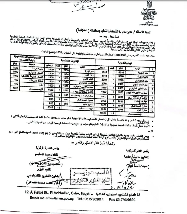 يصل لـ 4000 جنيه .. حافز إثابة للعاملين بمنظومة امتحانات الإلكترونية للصفين الأول والثاني الثانوي " مستند "