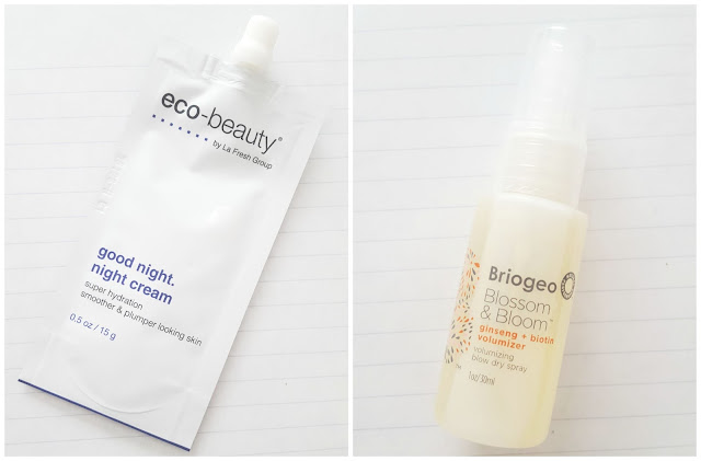 Eco Beauty moisturizer and Briogeo Volumizing spray