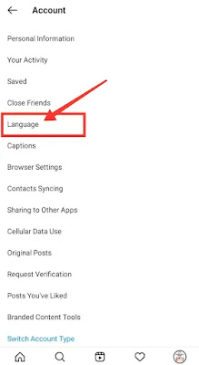Instagram language change